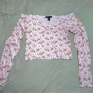 Floral Long Sleeve Lettuce Edge Top